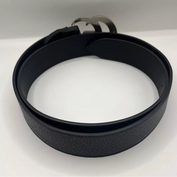 Gucci Black Leather Marmont Belt Silver GG Buckle Size 95/38 - Picture 4 of 9